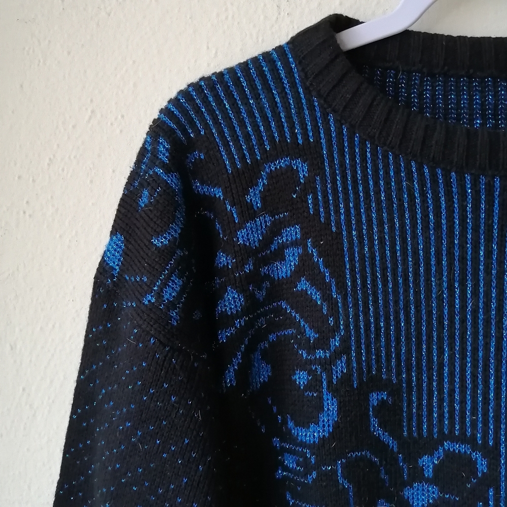 Vintage 80s Floral Sparkle Sweater - Picture 4 of 8